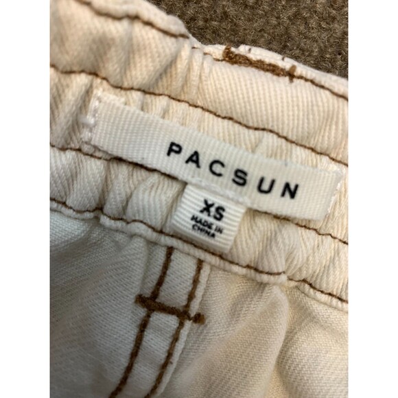 Pacsun Cargo Jeans Womens XS High Rise Wide Leg Bone White Utility Denim Pants - Picture 6 of 8